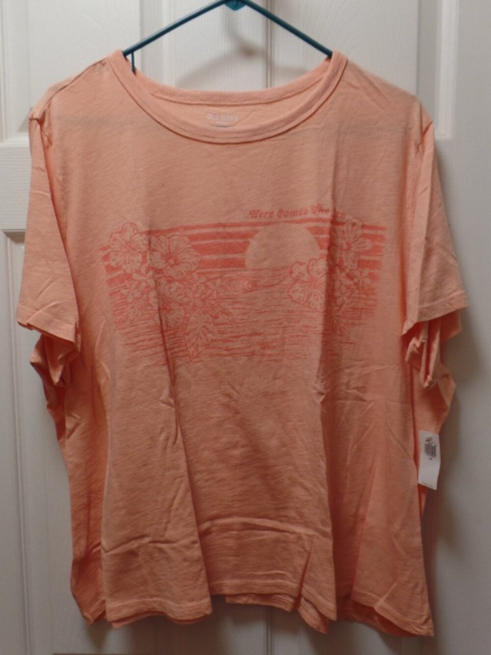*NWT* Old Navy XXL 20 18 100% COTTON Graphic Tee Here Comes the Sun Sugar Coral